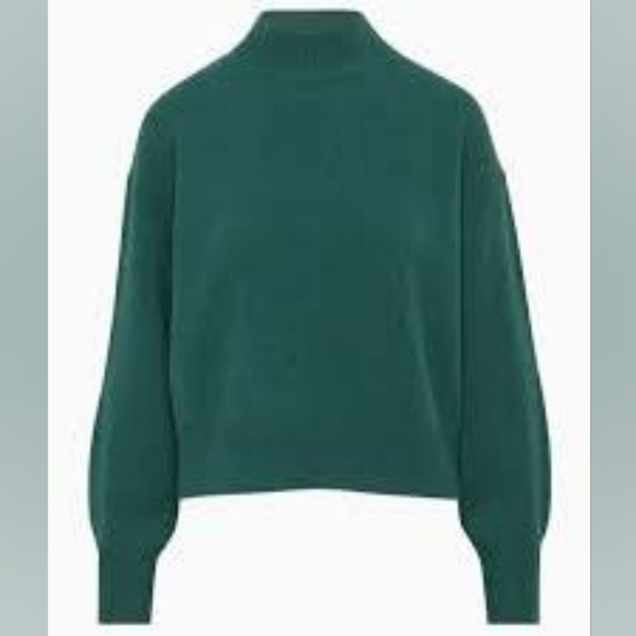 Aritzia Babaton Forest Green Luxe 2 Ply Cashmere Sweater Kath Mockneck Size 2XS - Picture 2 of 9